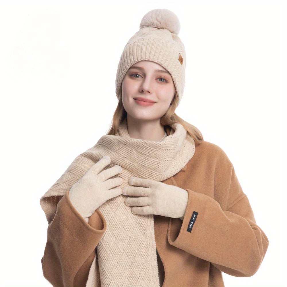 Women's Winter Cashmere Hat and Scarf Set-2