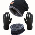 Winter Outdoor Riding Set: Hat, Gloves, and Scarf - Black-0