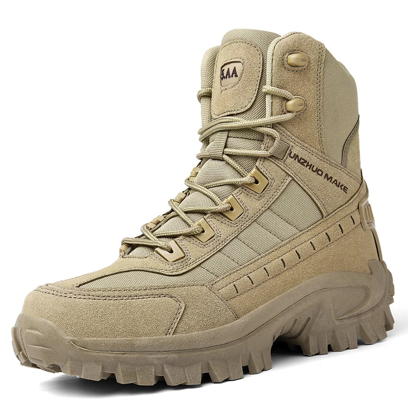 NNEOBA Mens Tactical Desert Combat Ankle Work Boots (Khaki)-2