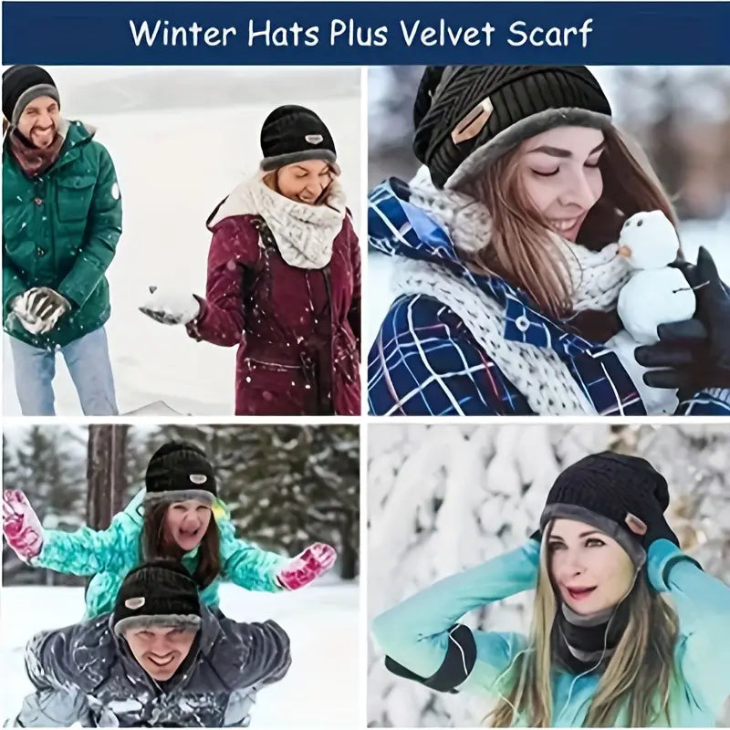 Winter Outdoor Riding Set: Hat, Gloves, and Scarf - Black-4