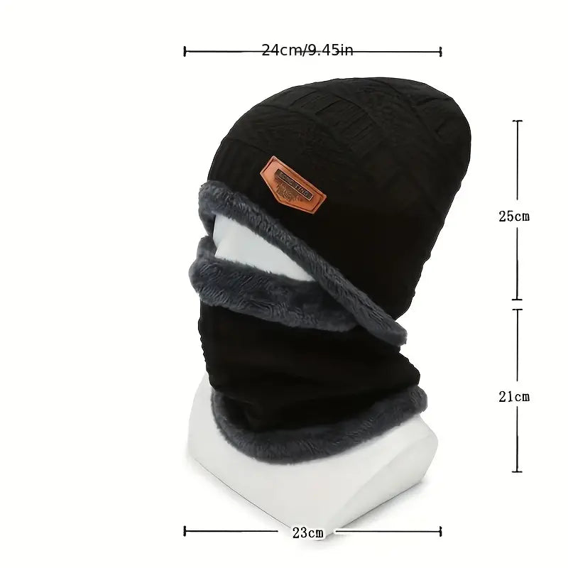 Winter Outdoor Riding Set: Hat, Gloves, and Scarf - Black-3