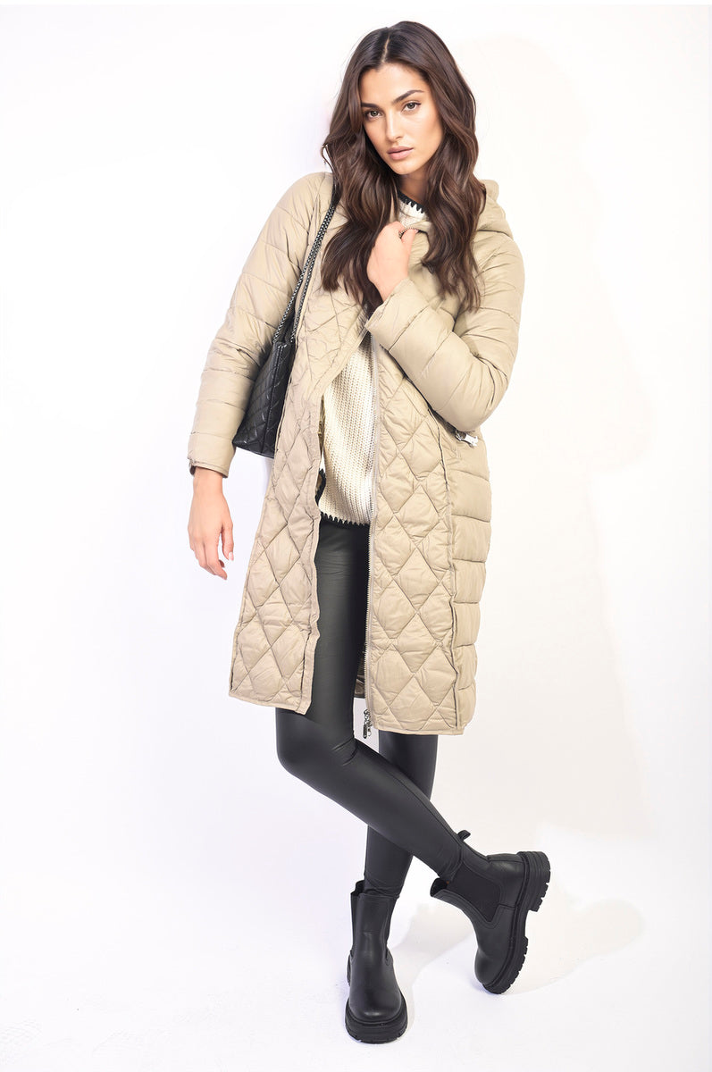 Quilted Winter Jacket with Belt-5