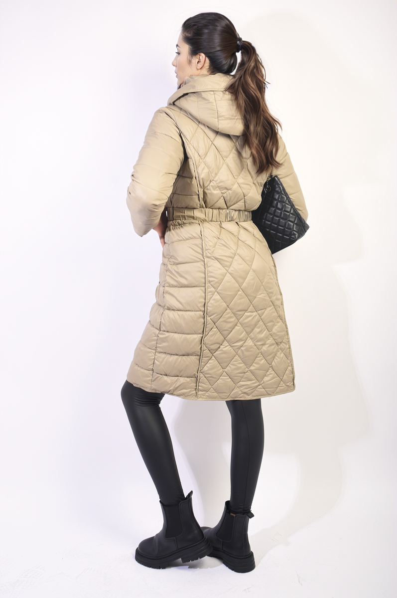 Quilted Winter Jacket with Belt-4