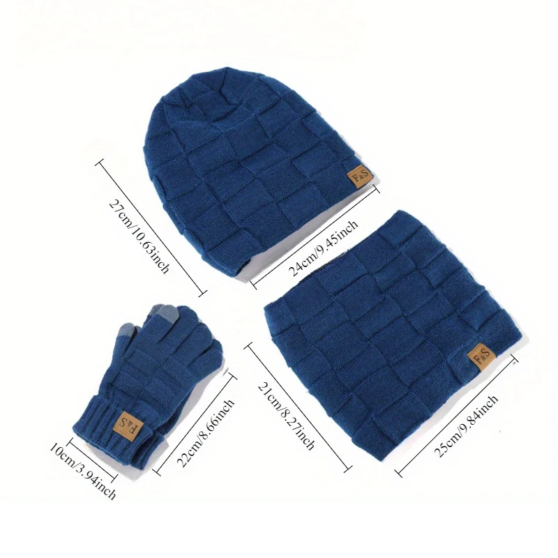 NNETM Winter Cashmere Hat Scarf Gloves Set-1