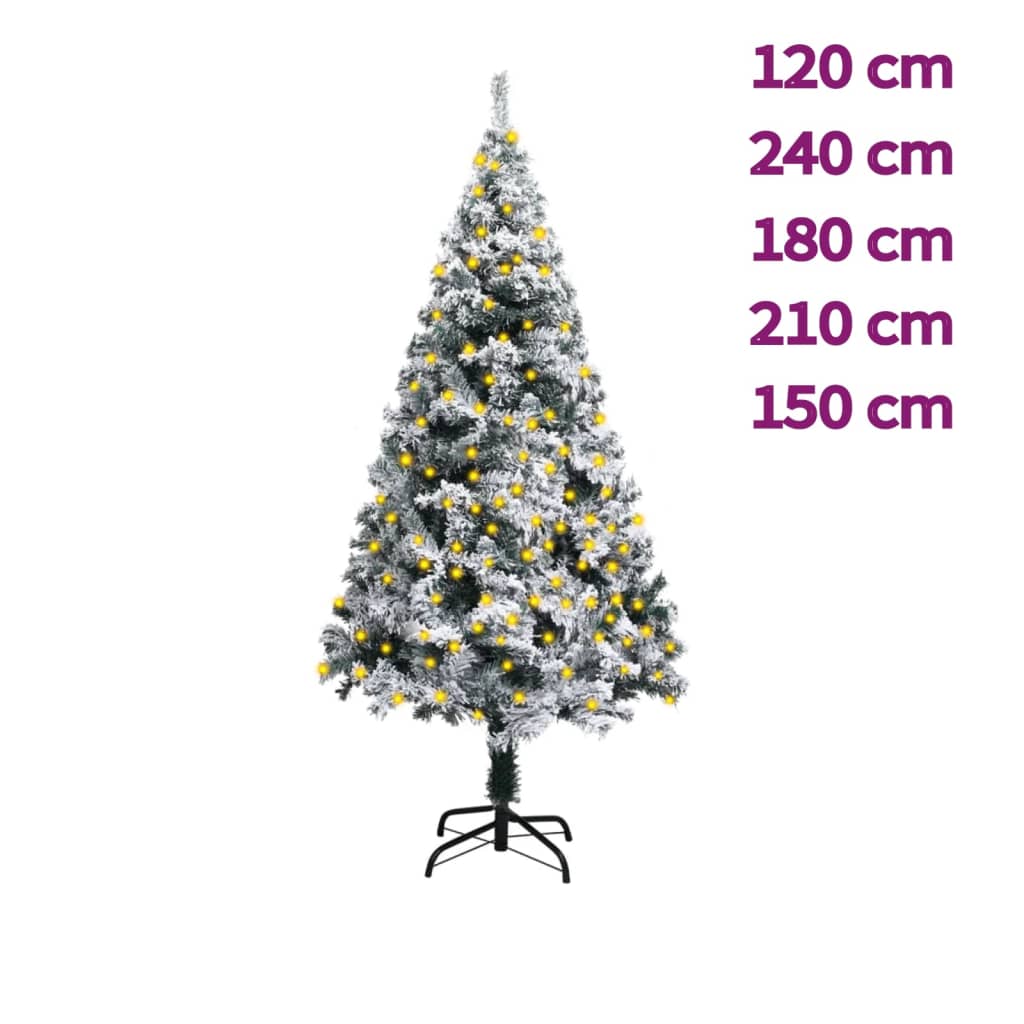 vidaXL Artificial Pre-lit Christmas Tree with Flocked Snow Xmas Tree Green-5